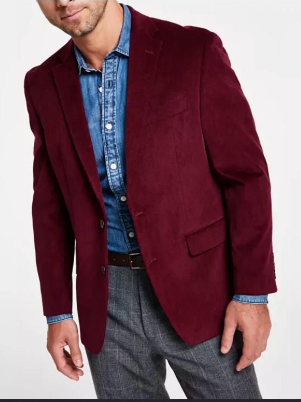 Ralph Lauren Burgundy Cord Blazer - Classic Two-Button Suit Jacket, sz